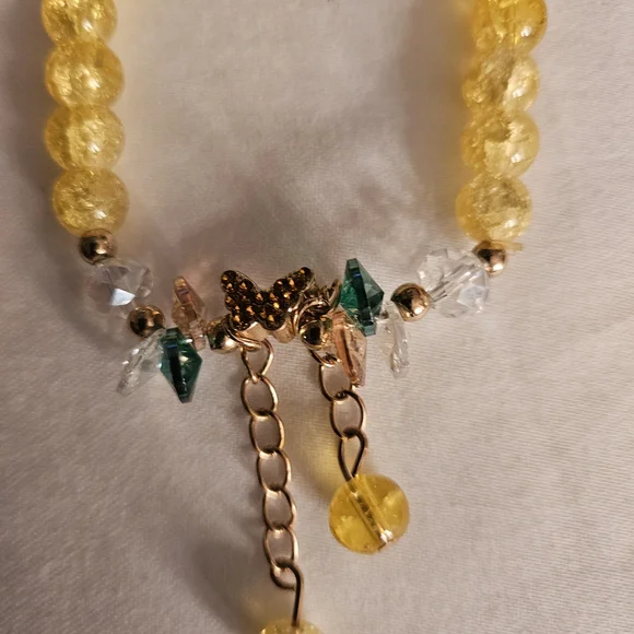 Chic Yellow Beaded Bracelet with Gold Accents - Picture 3 of 8